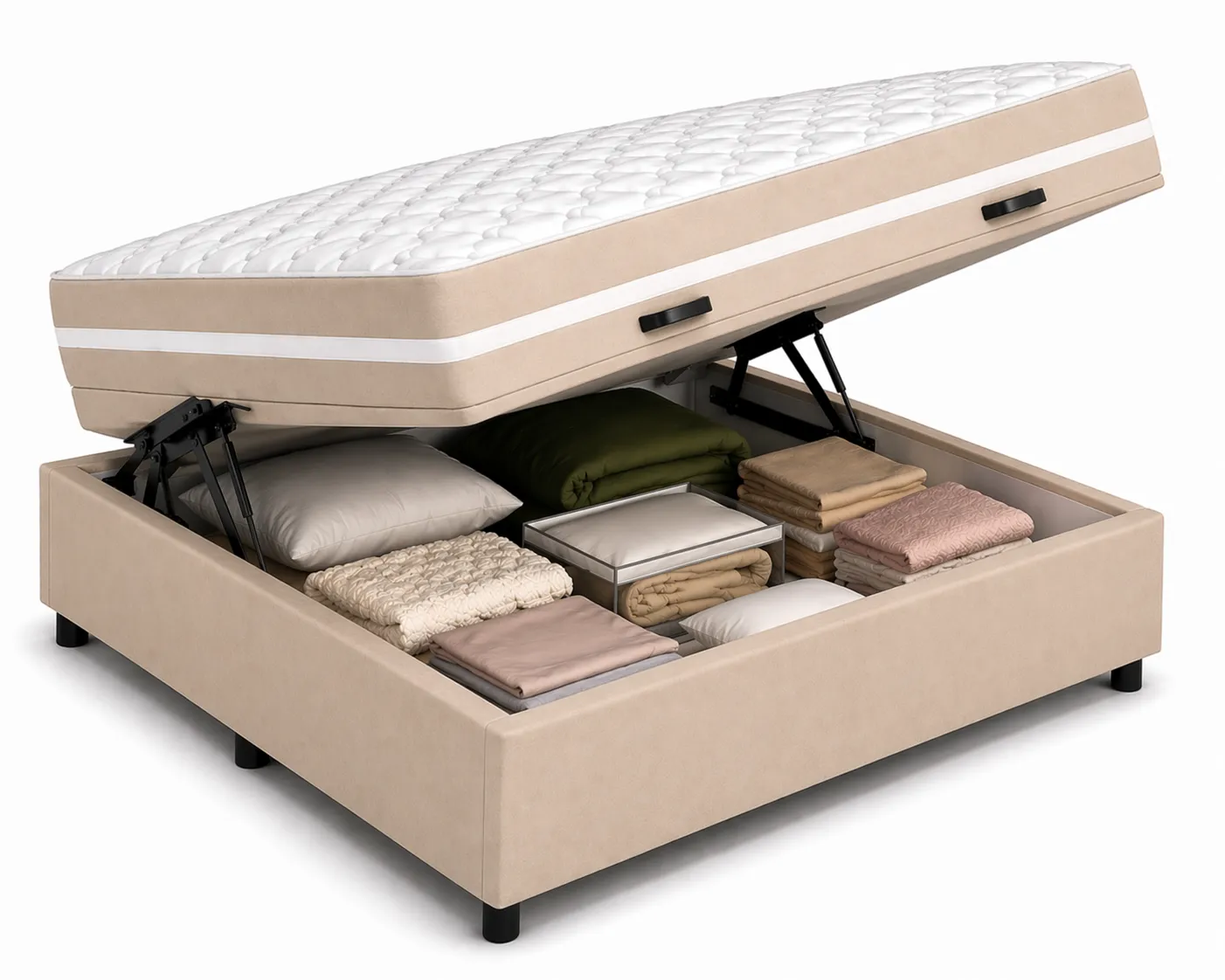 Kit Cama Box Baú + Colchão Mola Bonnel Viúva 1,28m Viúva