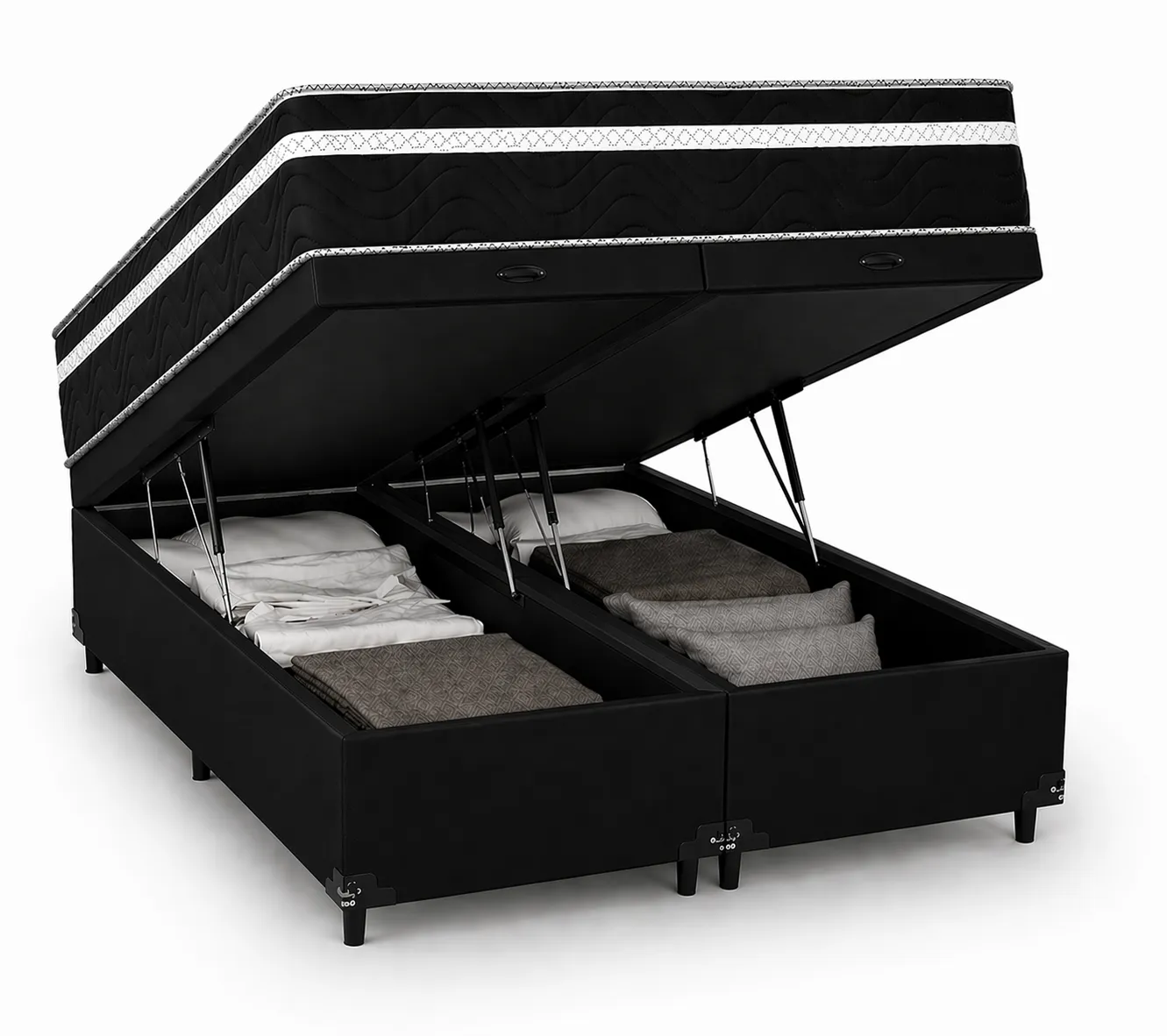 Kit Cama Box Baú + Colchão Mola Bonnel Solteirão 0,96m Solteirão