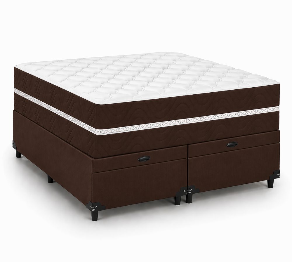Kit Cama Box Baú + Colchão Mola Bonnel Solteirão 0,96m Solteirão