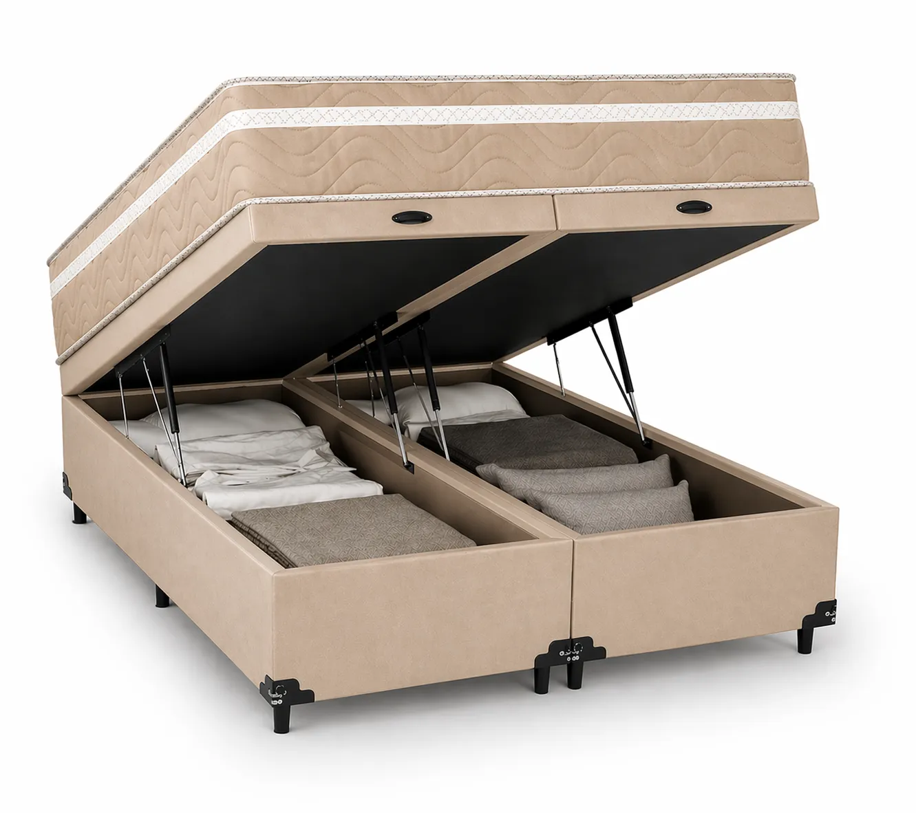 Kit Cama Box Baú + Colchão Mola Bonnel Solteirão 0,96m Solteirão