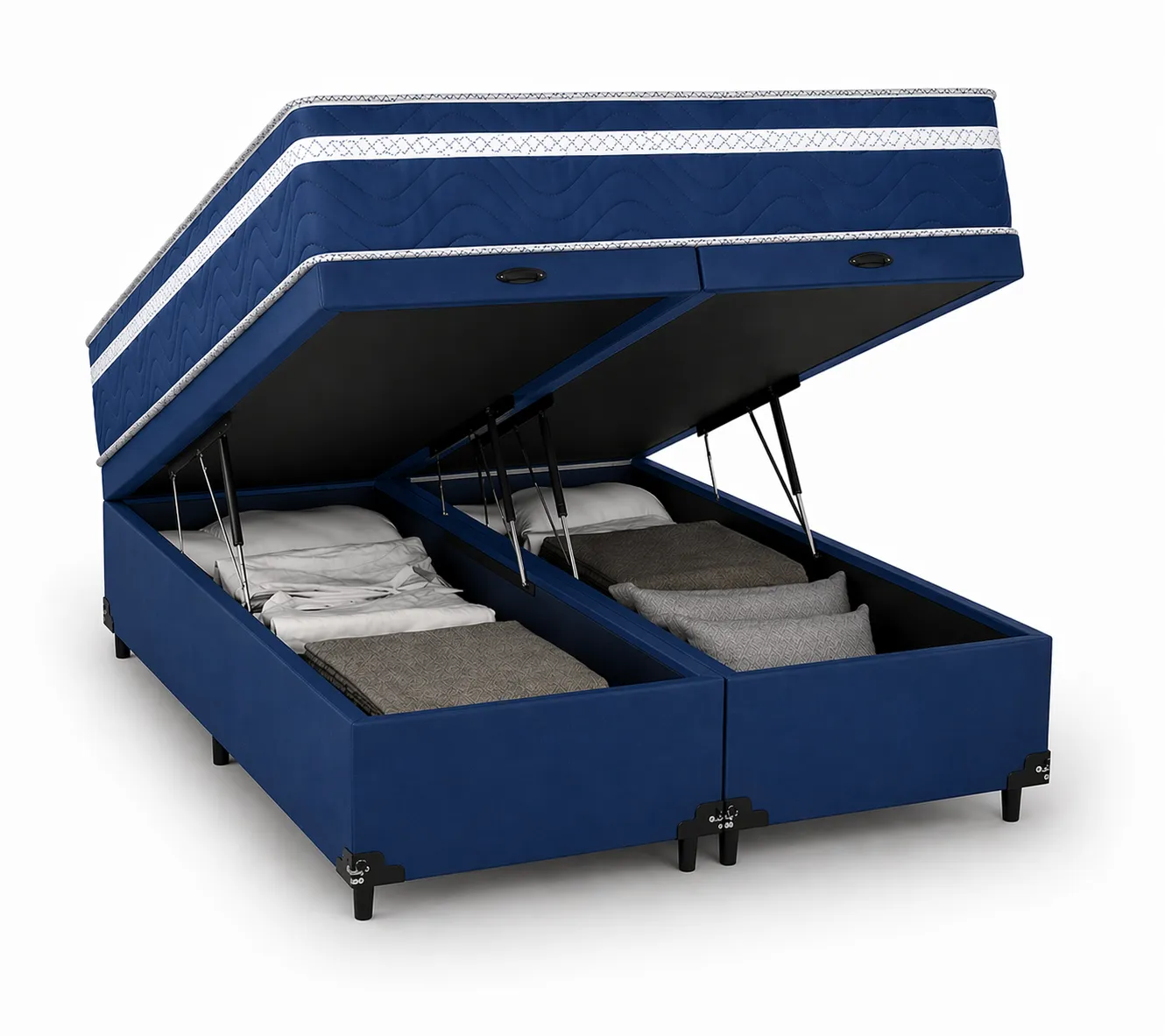 Kit Cama Box Baú + Colchão Mola Bonnel Solteirão 0,96m Solteirão