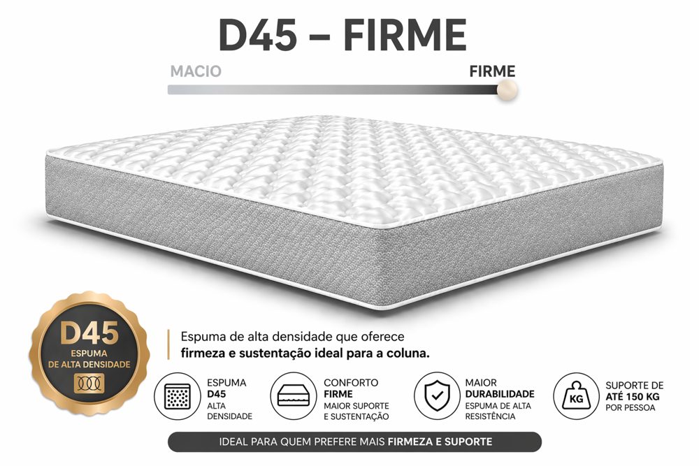 Kit Cama Box Baú + Colchão D45 Casal 1,38m Casal