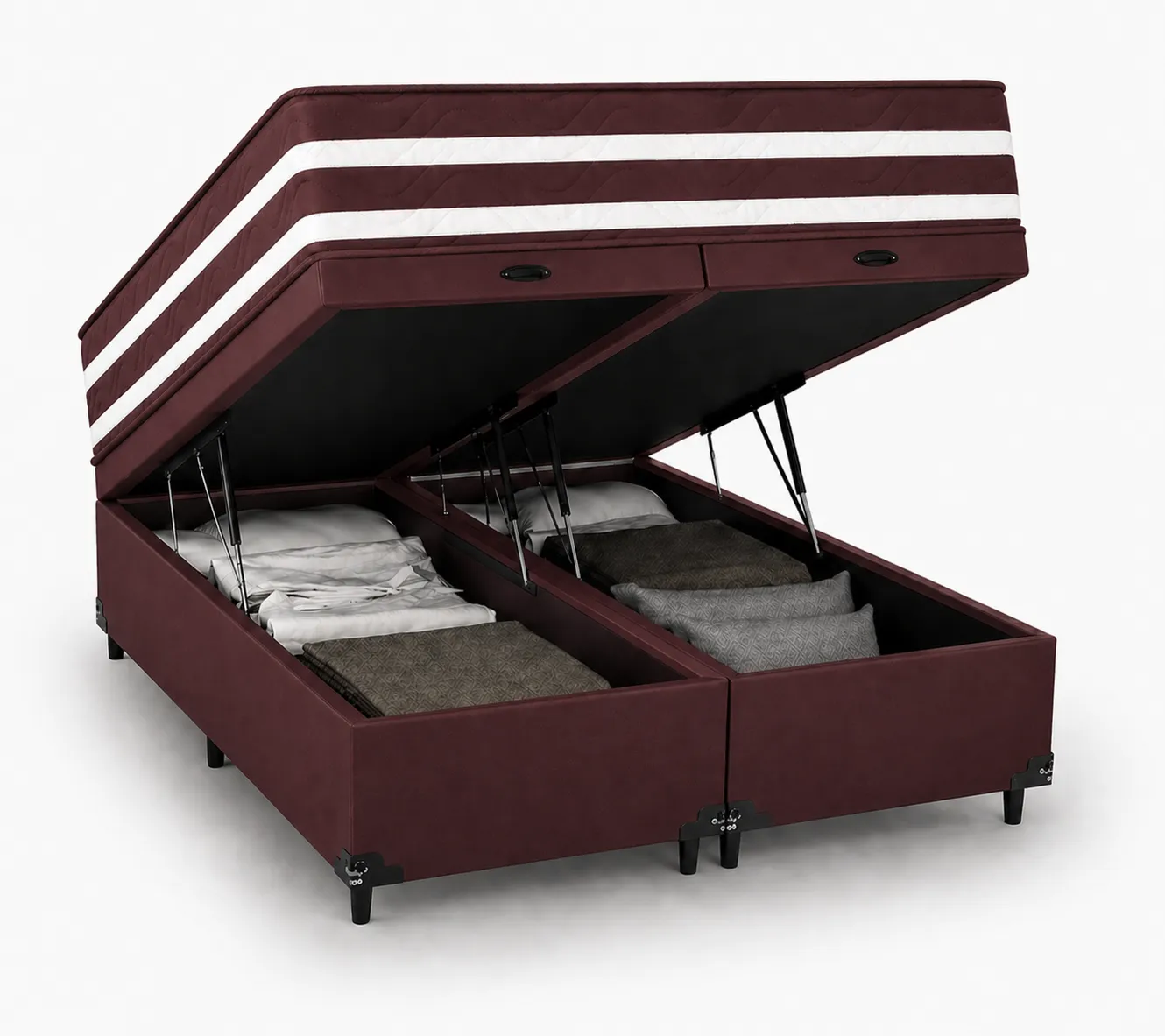 Kit Cama Box Baú + Colchão Mola Ensacada Solteirão 0,96m Solteirão