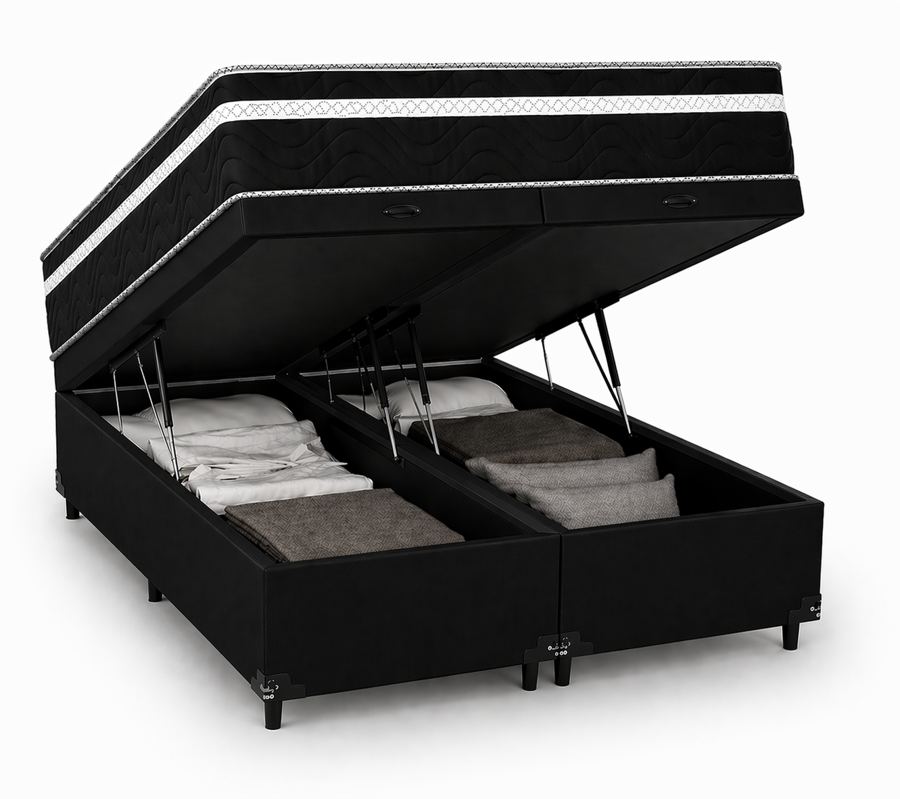 Kit Cama Box Baú + Colchão Mola Bonnel Queen 1,58m Queen