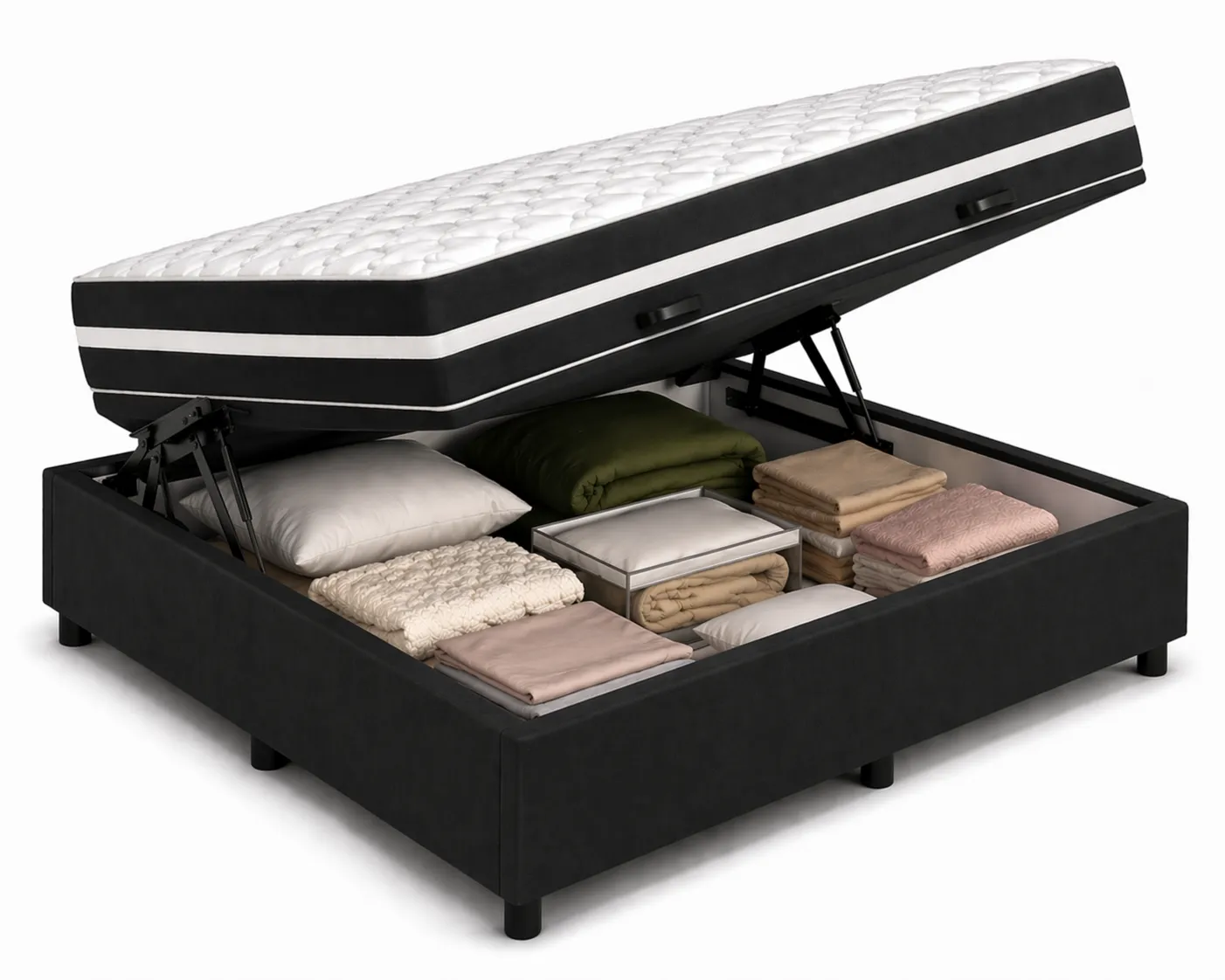 Kit Cama Box Baú + Colchão Mola Bonnel Viúva 1,28m Viúva