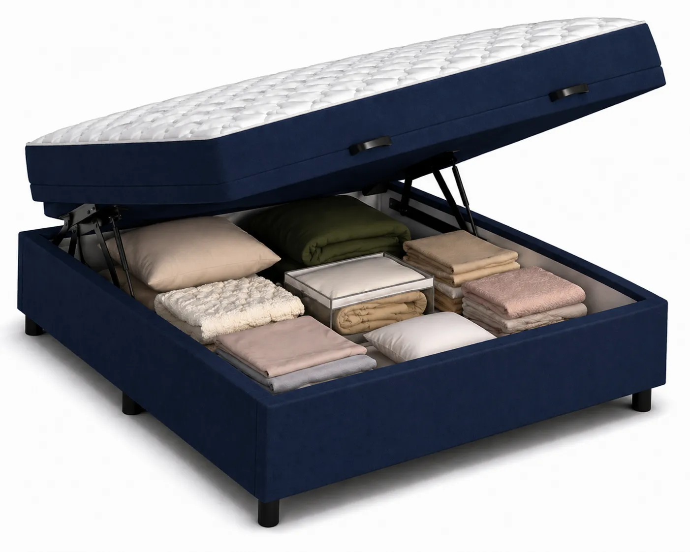 Kit Cama Box Baú + Colchão D45 Viúva 1,28m Viúva