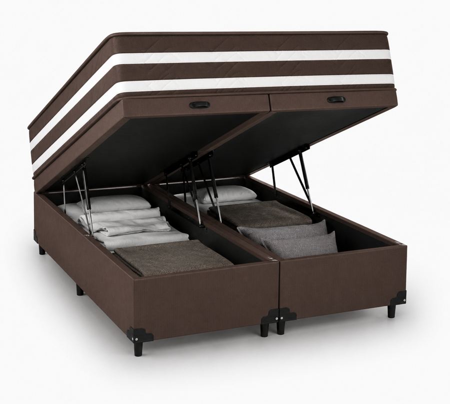 Kit Cama Box Baú + Colchão Mola Ensacada King 1,98m King