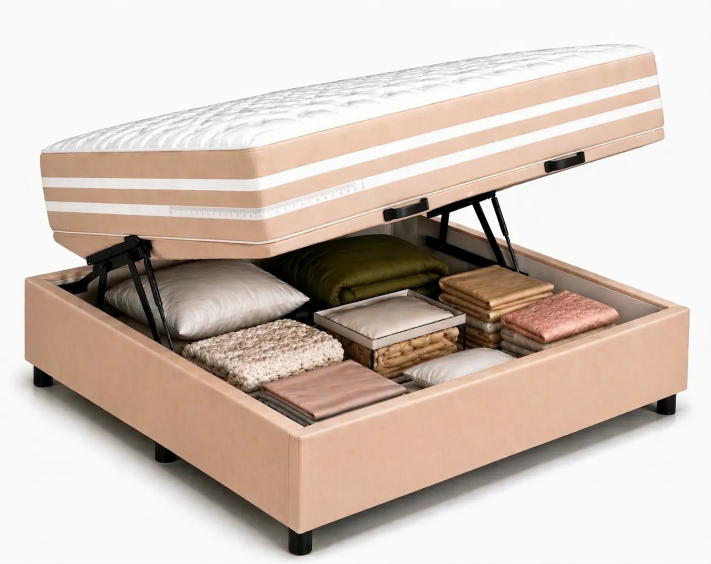 Kit Cama Box Baú + Colchão Mola Ensacada Viúva 1,28m Viúva