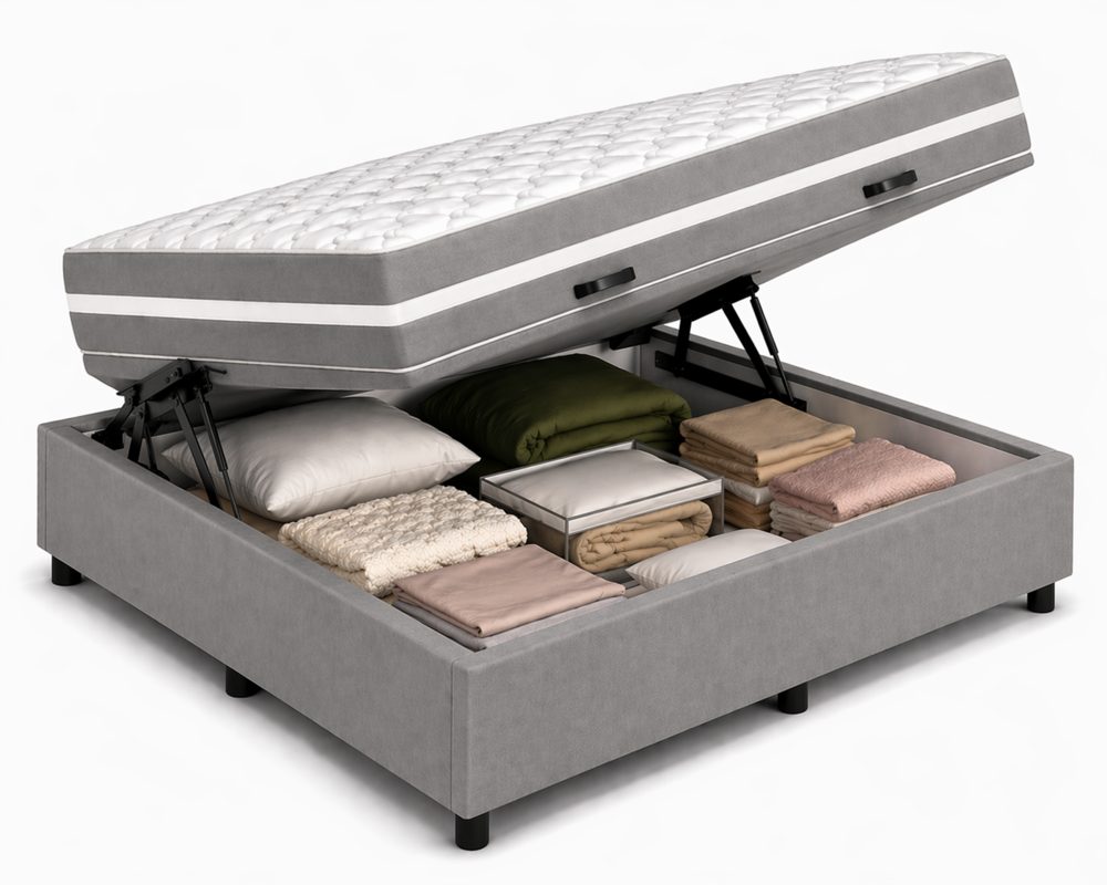 Kit Cama Box Baú + Colchão Mola Bonnel Viúva 1,28m Viúva