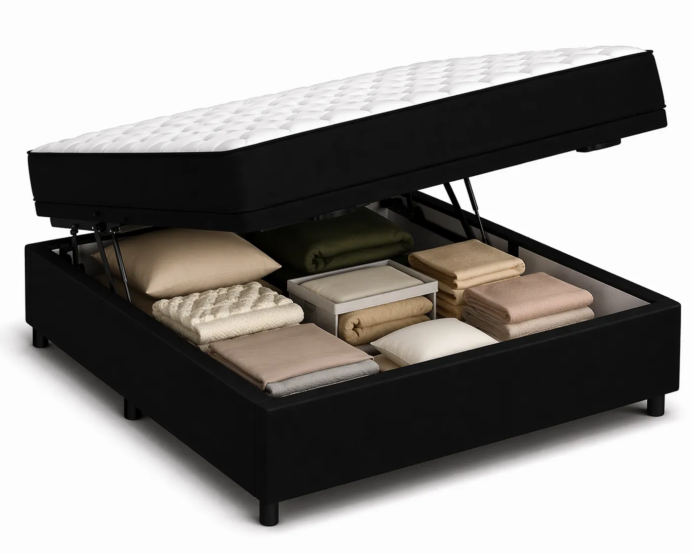 Kit Cama Box Baú + Colchão D45 Casal 1,38m Casal