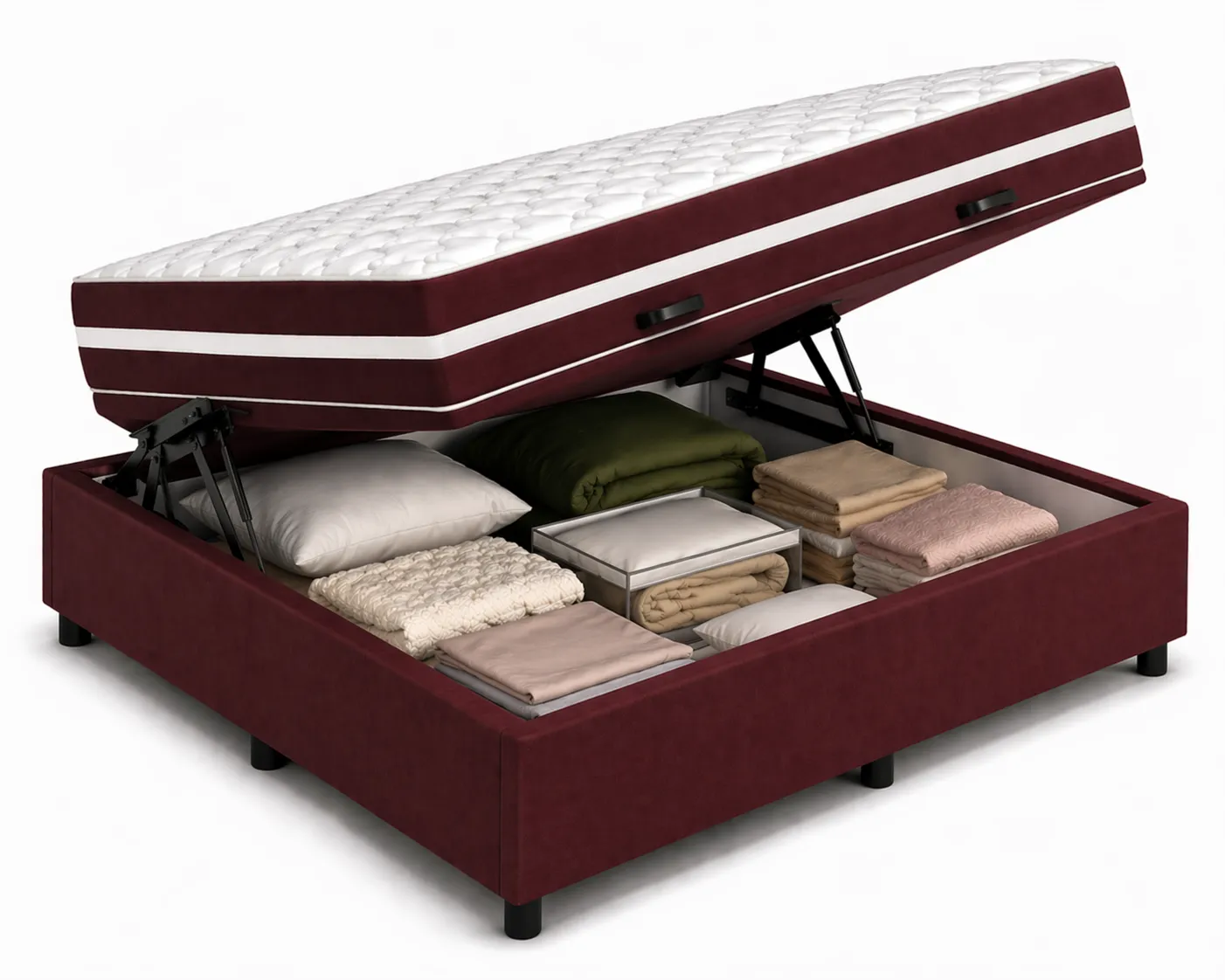 Kit Cama Box Baú + Colchão Mola Bonnel Viúva 1,28m Viúva