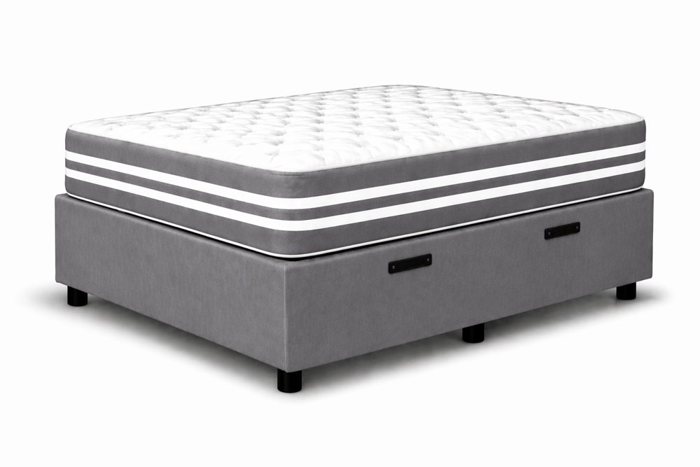 Kit Cama Box Baú + Colchão Mola Ensacada Solteiro 0,88m Solteiro