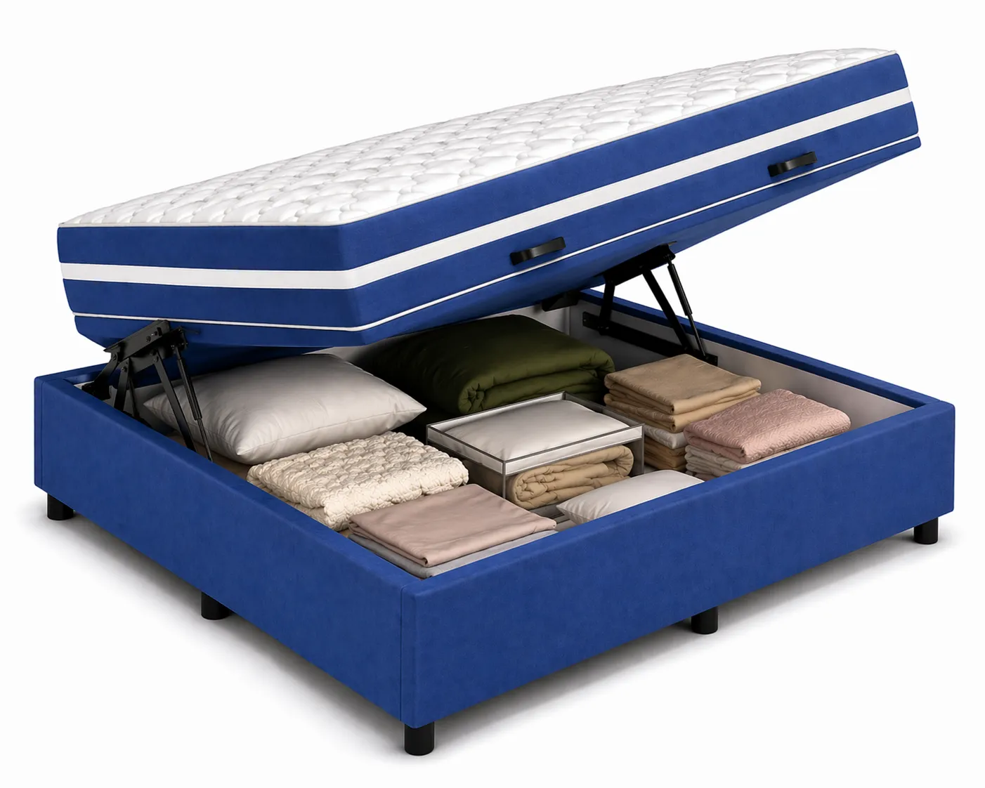 Kit Cama Box Baú + Colchão Mola Bonnel Queen 1,58m Queen